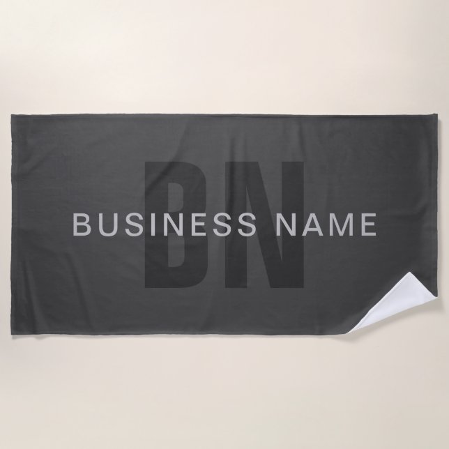 Modern Dark Gray Editable Monogram Design Template Beach Towel (Front)