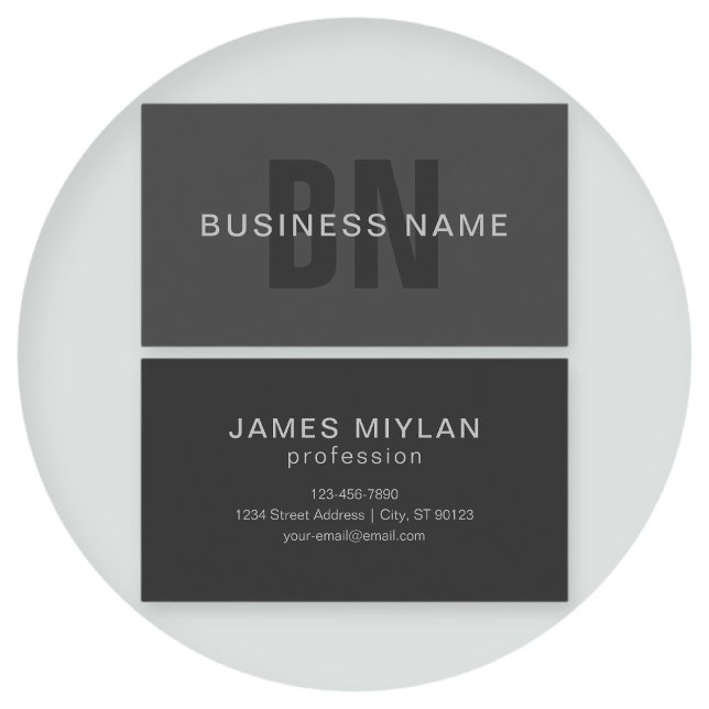 Modern Dark Gray Editable Monogram Design Template Business Card (Creator Uploaded)