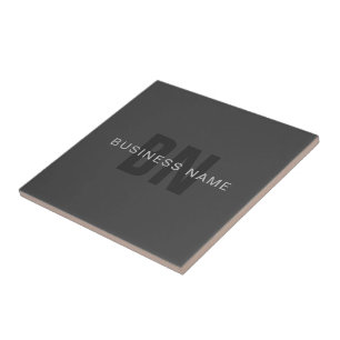 Modern Dark Gray Editable Monogram Design Template Ceramic Tile
