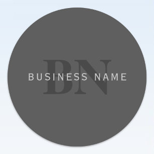 Modern Dark Gray Editable Monogram Design Template Classic Round Sticker
