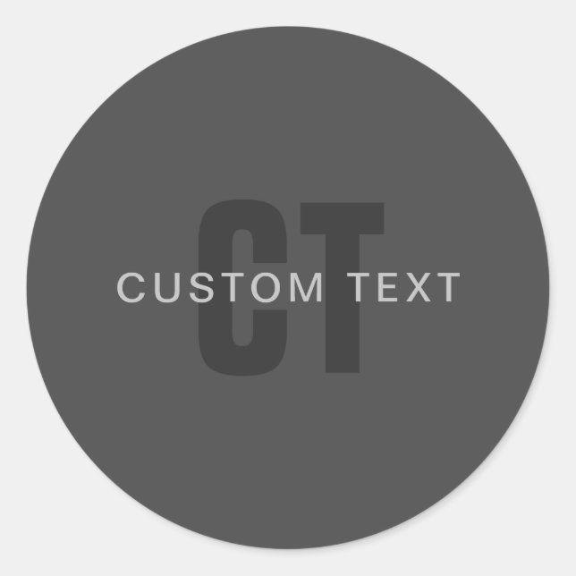 Modern Dark Gray Editable Monogram Design Template Classic Round Sticker (Front)