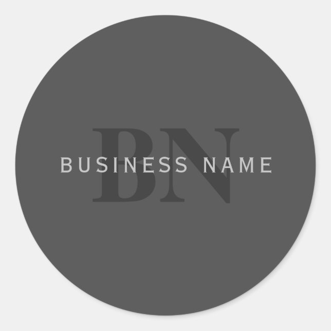Modern Dark Gray Editable Monogram Design Template Classic Round Sticker (Front)
