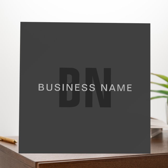 Modern Dark Gray Editable Monogram Design Template Foam Board (In Situ (Office))