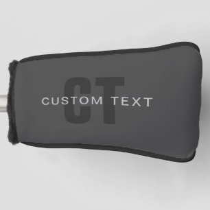 Modern Dark Gray Editable Monogram Design Template Golf Head Cover