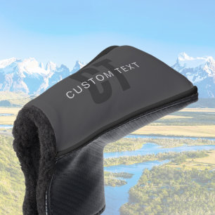 Modern Dark Gray Editable Monogram Design Template Golf Head Cover
