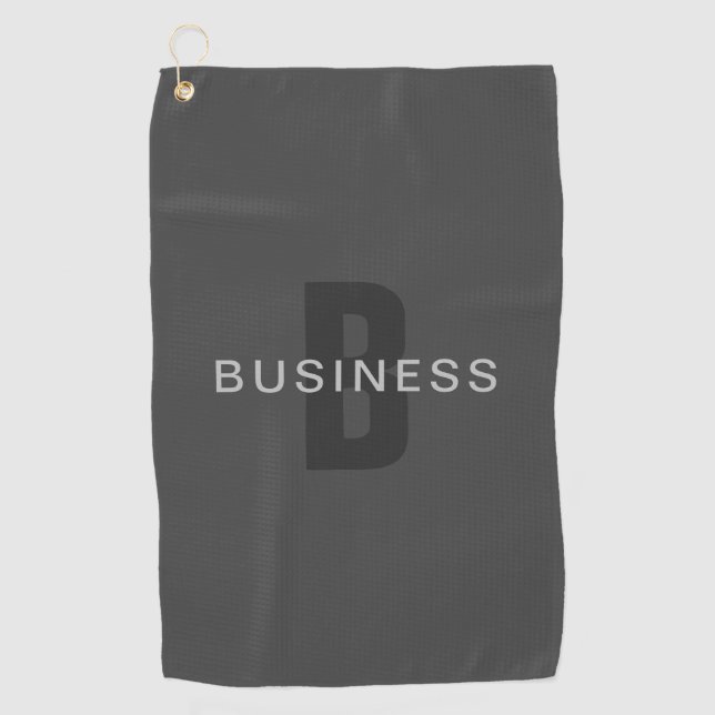 Modern Dark Gray Editable Monogram Design Template Golf Towel (Front)