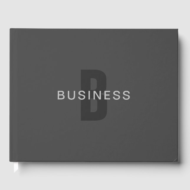Modern Dark Gray Editable Monogram Design Template Guest Book (Front)
