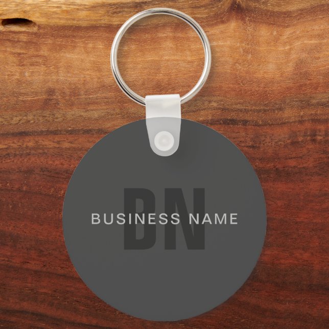 Modern Dark Gray Editable Monogram Design Template Keychain (Front)