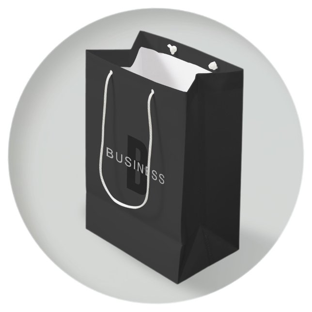 Modern Dark Gray Editable Monogram Design Template Medium Gift Bag (Creator Uploaded)