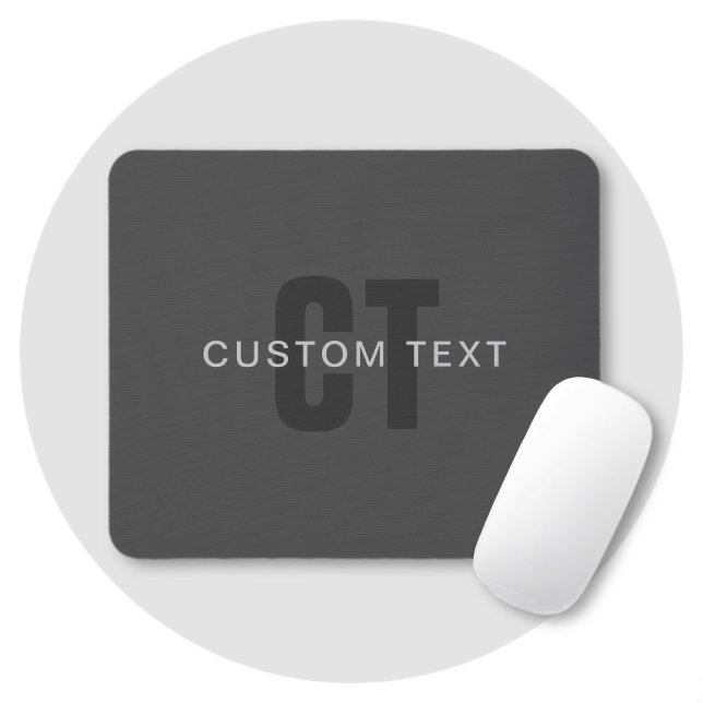 Modern Dark Gray Editable Monogram Design Template Mouse Pad (Creator Uploaded)