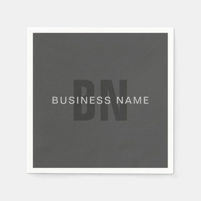 Modern Dark Gray Editable Monogram Design Template Napkins (Front)