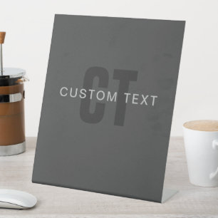 Modern Dark Gray Editable Monogram Design Template Pedestal Sign