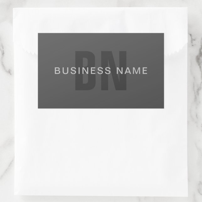 Modern Dark Gray Editable Monogram Design Template Rectangular Sticker (Bag)