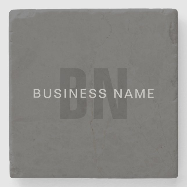 Modern Dark Gray Editable Monogram Design Template Stone Coaster (Front)