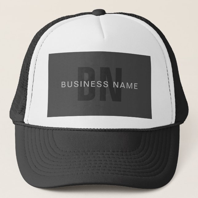 Modern Dark Gray Editable Monogram Design Template Trucker Hat (Front)