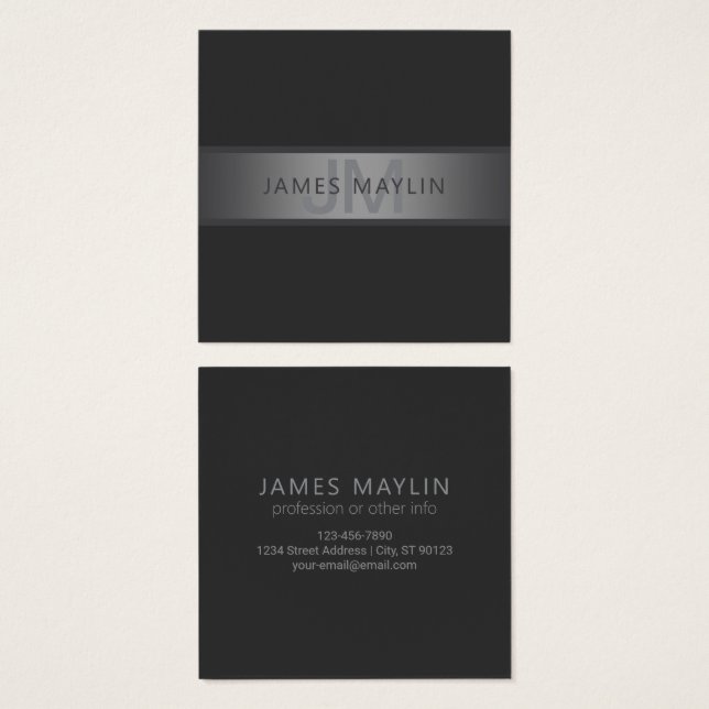 Modern Dark Gray Gradient Name or Business Name  (Front & Back)