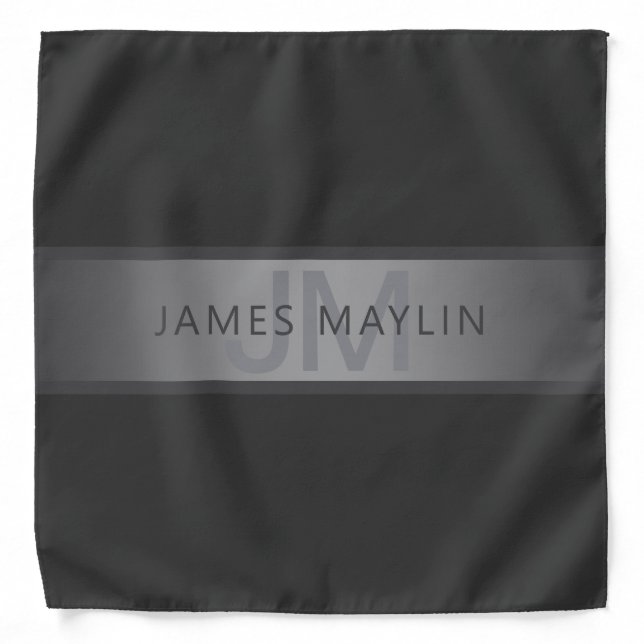 Modern Dark Gray Gradient Name or Business Name  Bandana (Front)
