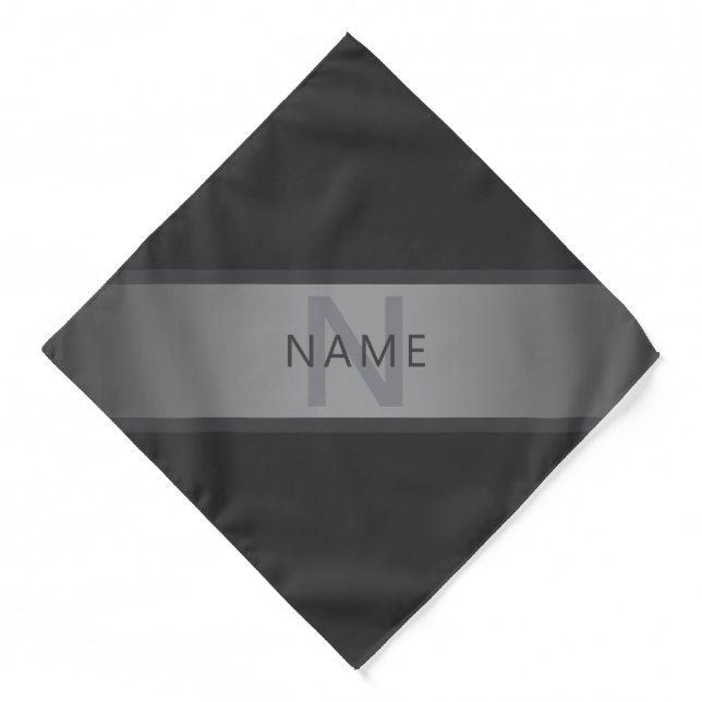 Modern Dark Gray Gradient Name or Business Name  Bandana (Front)