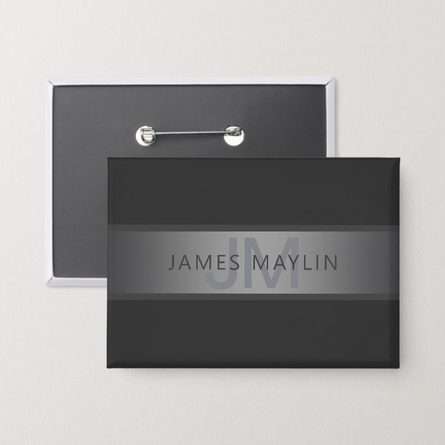Modern Dark Gray Gradient Name or Business Name  Button (Front/Back)