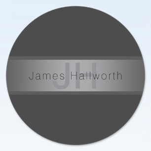 Modern Dark Gray Gradient Name or Business Name Classic Round Sticker