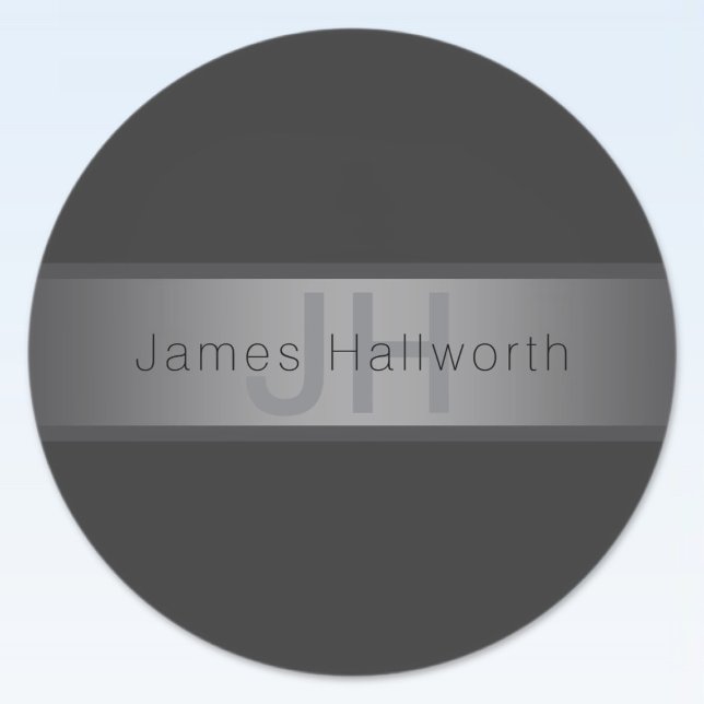 Modern Dark Gray Gradient Name or Business Name  Classic Round Sticker (Creator Uploaded)