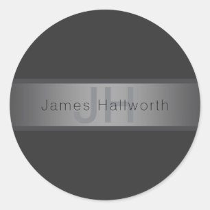 Modern Dark Gray Gradient Name or Business Name Classic Round Sticker