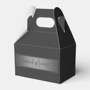 Modern Dark Gray Gradient Name or Business Name  Favor Boxes