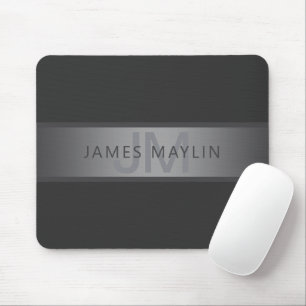 Modern Dark Gray Gradient Name or Business Name Mouse Pad