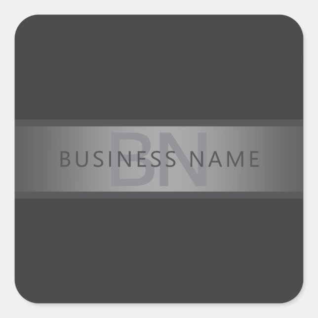 Modern Dark Gray Gradient Name or Business Name  Square Sticker (Front)