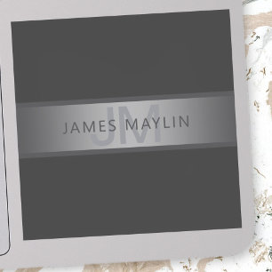 Modern Dark Gray Gradient Name or Business Name Sticker