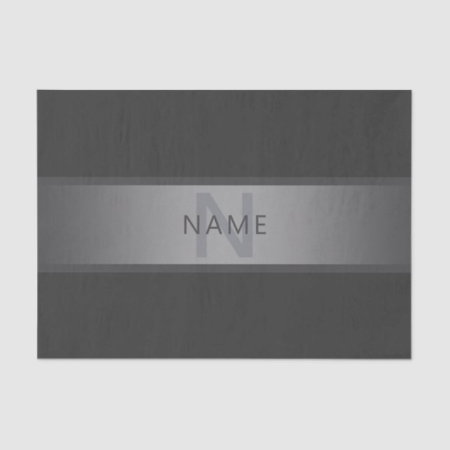 Modern Dark Gray Gradient Name or Business Name  Tissue Paper (Front)