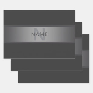 Modern Dark Gray Gradient Name or Business Name Wrapping Paper Sheets