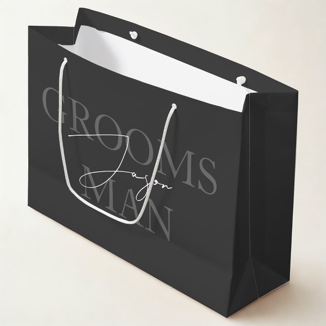 Modern Dark Gray Groomsmen Proposal Gift Bag (Creator Uploaded)