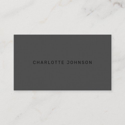 Modern Dark Gray Linen Minimalist Professional  Business Card