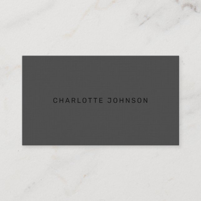 Modern Dark Gray Linen Minimalist Professional  Business Card (Front)