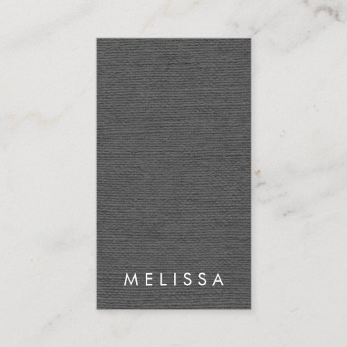 Modern dark gray linen vertical minimalist business card