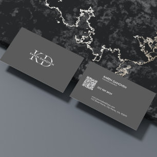 Modern Dark Gray Monogram Professional  Business Card