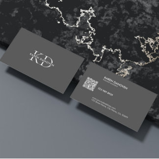 Modern Dark Gray Monogram Professional Business Card