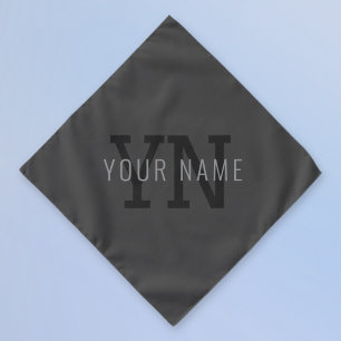 Modern Dark Gray Monogrammed Name (or other text) Bandana