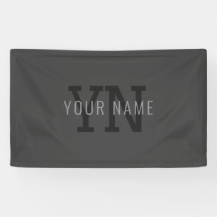 Modern Dark Gray Monogrammed Name (or other text) Banner