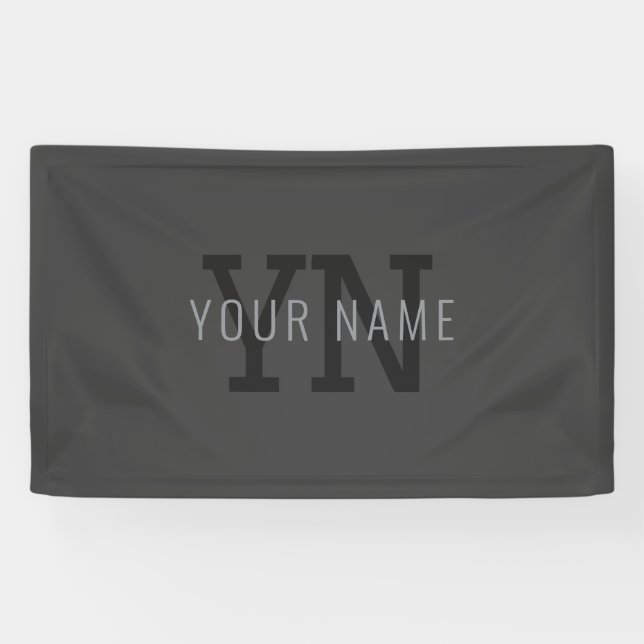 Modern Dark Gray Monogrammed Name (or other text) Banner (Horizontal)