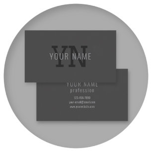Modern Dark Gray Monogrammed Name (or other text) Business Card