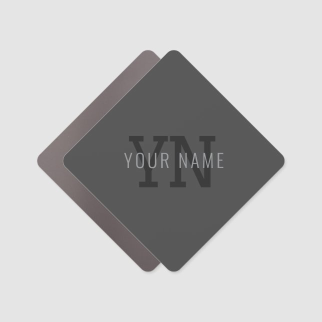 Modern Dark Gray Monogrammed Name (or other text) Car Magnet (Front)