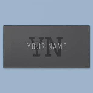 Modern Dark Gray Monogrammed Name (or other text) Door Sign