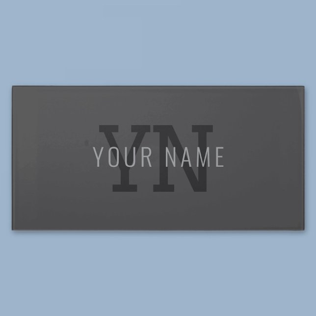 Modern Dark Gray Monogrammed Name (or other text) Door Sign (Creator Uploaded)