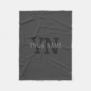 Modern Dark Gray Monogrammed Name (or other text) Fleece Blanket