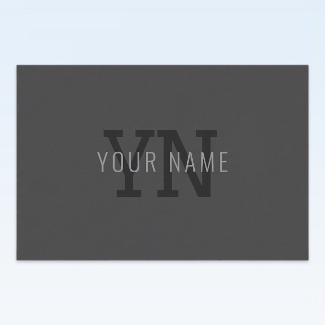 Modern Dark Gray Monogrammed Name (or other text) Food Label (Creator Uploaded)