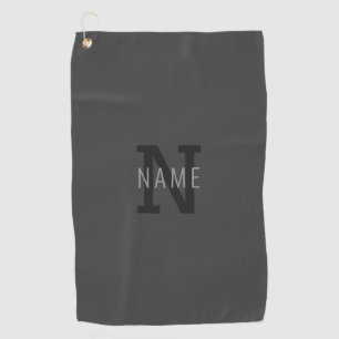 Modern Dark Gray Monogrammed Name (or other text) Golf Towel