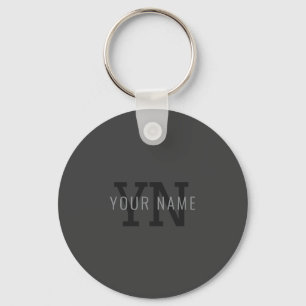 Modern Dark Gray Monogrammed Name (or other text) Keychain