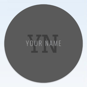 Modern Dark Gray Monogrammed Name (or other text) Labels